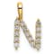 14K Yellow Gold Lab Grown Diamond Letter N Initial Pendant