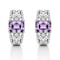 Purple Rhodium Over Sterling Silver Amethyst Octagon Hoop Earrings