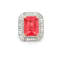 21.85 Cts Rhodochrosite and 3.07 Cts White Diamond Ring in 18K 2- Tone