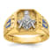 10K Two-tone Yellow and White Gold Textured and Enamel Diamond Blue
Lodge Masonic Ring 0.1ctw