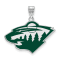 Rhodium Over Sterling Silver NHL LogoArt Minnesota Wild Large Enamel Pendant