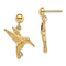 14k Yellow Gold Textured Hummingbird Dangle Earrings
