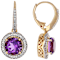 Amethyst Round And White Zircon Dangle Earrings In 18K Gold Over
Sterling Silver 3.42ctw