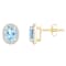 7x5mm Oval Simulated Aquamarine And Created White Sapphire 10k Yellow
Gold Halo Stud Earrings