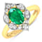 1.2ctw Green Emerald and Diamond 14K Yellow Gold Halo Ring