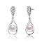 Pearl And CZ Drop Earrings In Sterling Silver