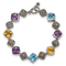 Sterling Silver with 14K Gold Over Sterling Silver Accent Oxidized Multi
Gemstone 8.25-inch Bracelet