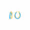 14K Yellow Gold Over Sterling Silver Double Hoop Enamel Earrings in
Turquoise Color