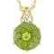 Peridot Oval And White Zircon Pendant Necklace In 18K Gold Over Sterling Silver