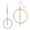 14k Yellow Gold and 14k White Gold Double Circle and Bar Dangle Earrings