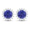 1.44ctw 14K White Gold Tanzanite and White Diamond Halo Earrings