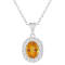 8x6mm Oval Citrine and White Topaz Accent Rhodium Over Sterling Silver
Halo Pendant w/Chain