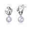 Abstract Pearl Simulant Drop Earrings In White Rhodium Over Brass