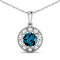 2.05ctw 14K White Gold Blue London Blue Topaz and White Diamond Pendant
with 18 inch Cable Chain