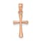 14k Rose Gold Polished Beveled Cross with Round tips Charm