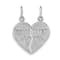 Rhodium Over 14K White Gold DAUGHTER-MOM Break-apart Heart Charm