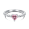 Heart Shape Pink and Round White Cubic Zirconia Accents Sterling Silver Ring
