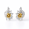 Yellow Rhodium Over Sterling Silver Citrine Round Drop Earrings