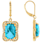 Turquoise And White Zircon Earrings In 18K Gold Over Sterling Silver 0.66ctw