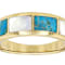 Turquoise And Mother-Of-Pearl Inlay Band Ring In 18K Gold Over Sterling Silver