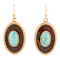 Barse Jewelry Composite Turquoise Rosette Leather & Gold Tone Dangle Earrings