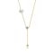 Pear Shape CZ And Mother Of Pearl Y-Necklace In 14K Gold Over Brass
