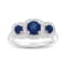 Sapphire and Diamond 14k White Gold 3-Stone Design Ring 1.10ctw