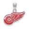 Rhodium Over Sterling Silver NHL LogoArt Detroit Red Wings Enamel Pendant