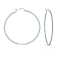 Green Cubic Zirconia, Slim Large Hoop Earrings