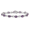 Rhodium Over 14k White Gold Amethyst and Diamond Bracelet