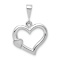 Rhodium Over 14k White Gold Solid Satin and Polished Fancy 3D Heart Pendant