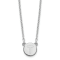Rhodium Over Sterling Silver Tiny Circle Block Letter T  Initial Necklace