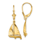 14k Yellow Gold 3D Sailboat Dangle Earrings
