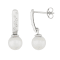 White Cultured Akoya Pearl 14k White Gold Earrings 7-7.5mm