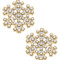 Pearl Simulant Studded Snowflake Gold Tone Enamel Stud Earrings