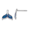 Rhodium Over Sterling Silver Polished Enameled Whale's Tail Dangle Earrings