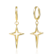 Celestial Star Dangle Earrings In 14K Gold Over Brass