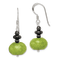 Sterling Silver Polished Green Jadeite and Hematine Dangle Earrings