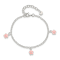 Sterling Silver Pink Enamel Flowers with 1.5-inch Extension Children's Bracelet