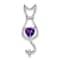 Rhodium Over 10k White Gold 0.68 ctw Amethyst and Accent Diamond Cat Pendant