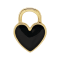 14K Yellow Gold Black Enamel Heart Pendant