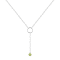 Round Peridot Rhodium Over Sterling Silver Dainty Necklace, 0.30ct
