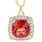 Lab-Created Padparadscha Sapphire And White Zircon Pendant Necklace In
18K Gold Over Sterling Silver 9.26ctw