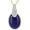 Lapis Lazuli Large Oval And White Zircon Pendant Necklace In 18K Gold
Over Sterling Silver 0.47ctw