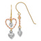 14k Yellow Gold, 14k White Gold and 14k Rose Gold Diamond-Cut Heart
Dangle Earrings