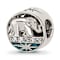 Sterling Silver Polished Cubic Zirconia Blue Enamel Elephant with Stars Bead