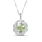 Green Prasiolite And White Diamond Sterling Silver Pendant With Chain 2.62ctw