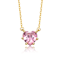 Pink CZ Heart Solitaire Pendant In 14K Gold Over Brass
