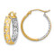 14k Two-tone Satin Diamond-Cut 3/4" In and Out Hoop Earrings