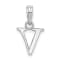 Sterling Silver Polished Block Initial -V- Pendant